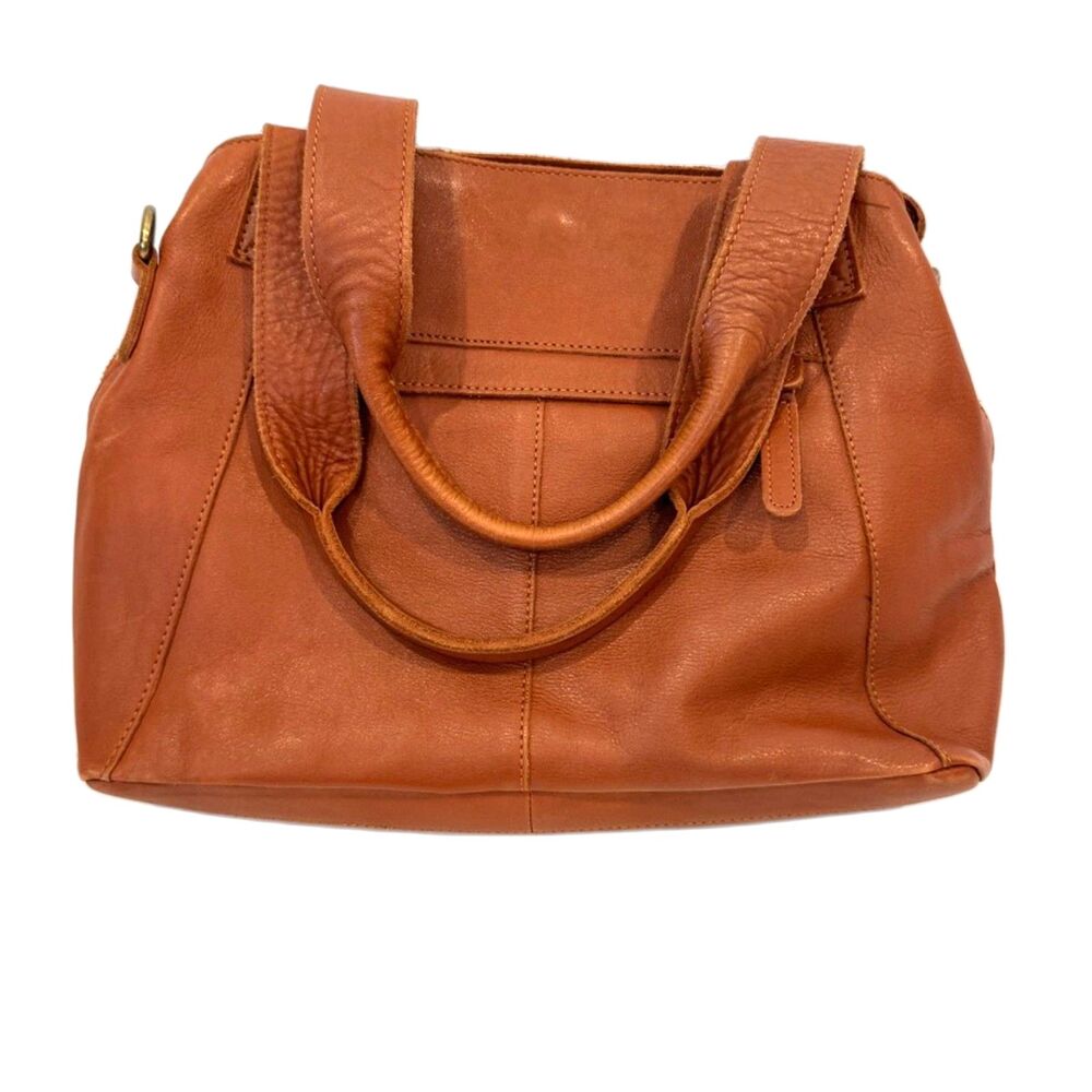 Vilenca Holland Cognac Brown Genuine Leather Satchel Shoulder Bag Tote